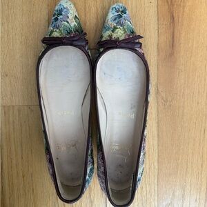 Christian Louboutin Tapestry Brocade Ballet Flats, Size 36.5. Good condition!